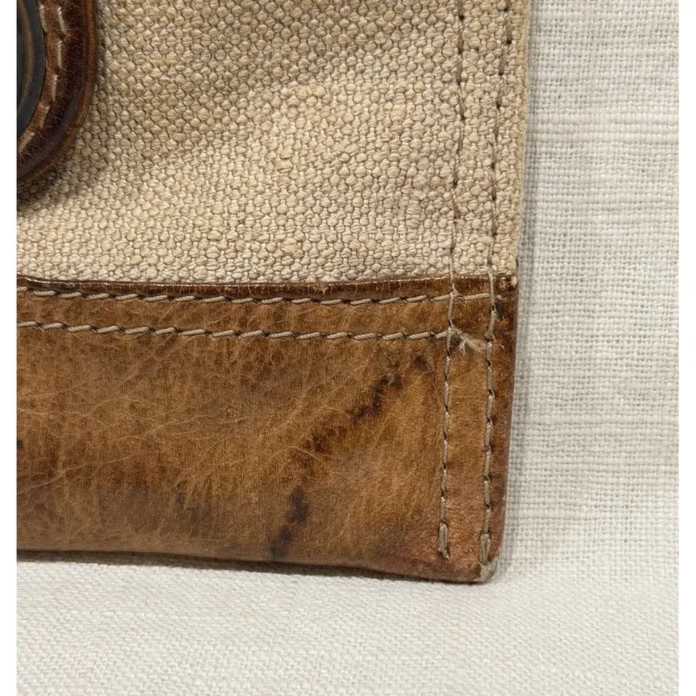 Vintage 80s Banana Republic Safari Linen & Leather Travel Pouch Strap Italy